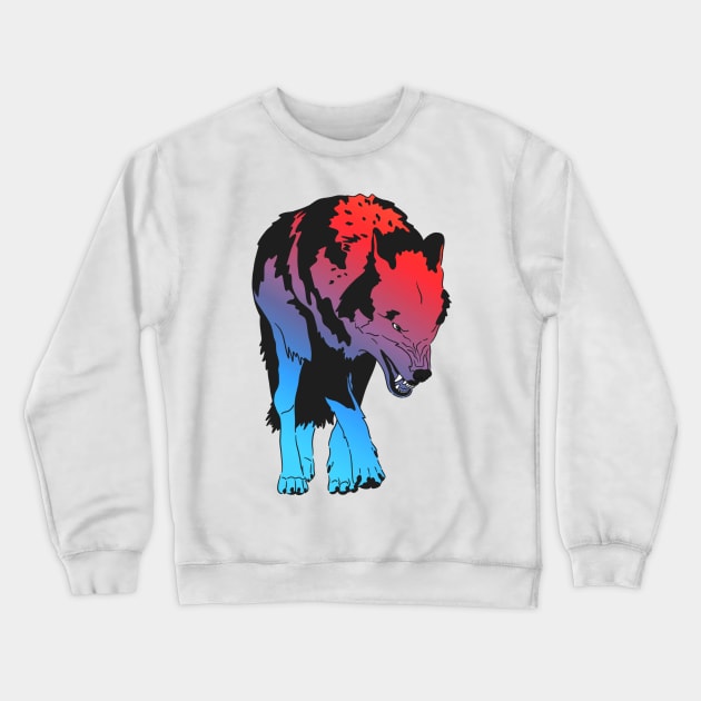 Red Blue Wolf Crewneck Sweatshirt by ImaginativeWild